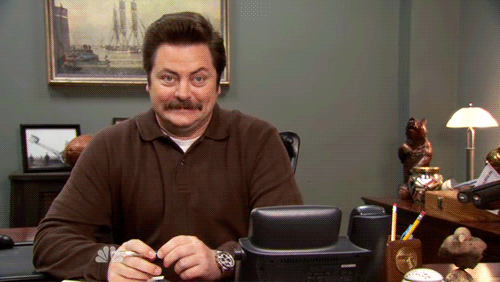 Ron Swanson is so giddy he can barely contain it