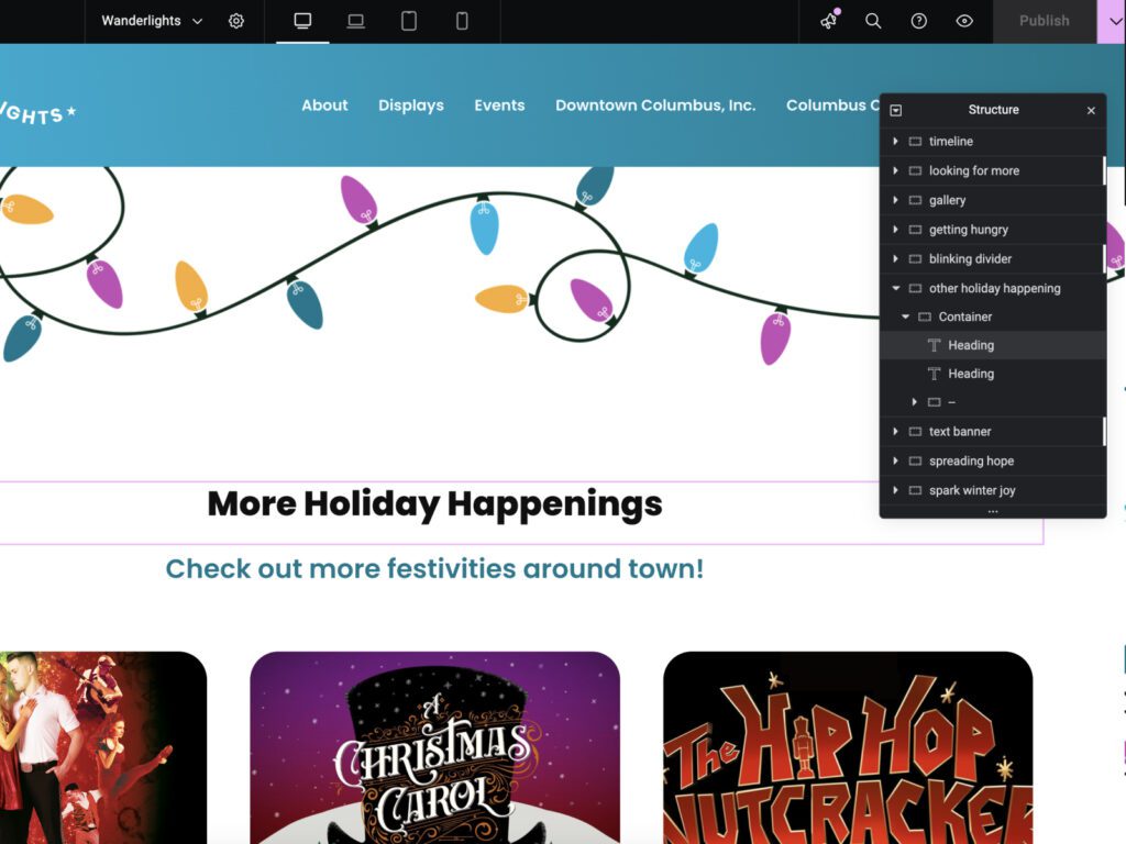 Building the Wanderlights landing page
